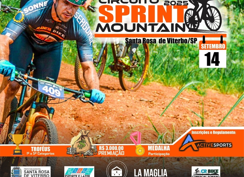 Santa Rosa de Viterbo sedia Etapa do Circuito Sprint Mountain 2025 no dia 14 de setembro