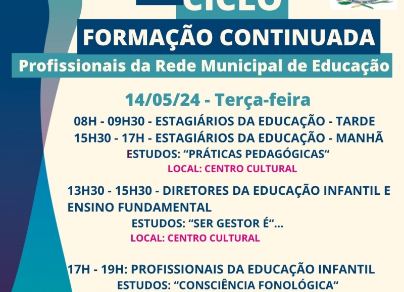 Vem aí o II Ciclo de Formações Continuadas para os Profissionais da Educação