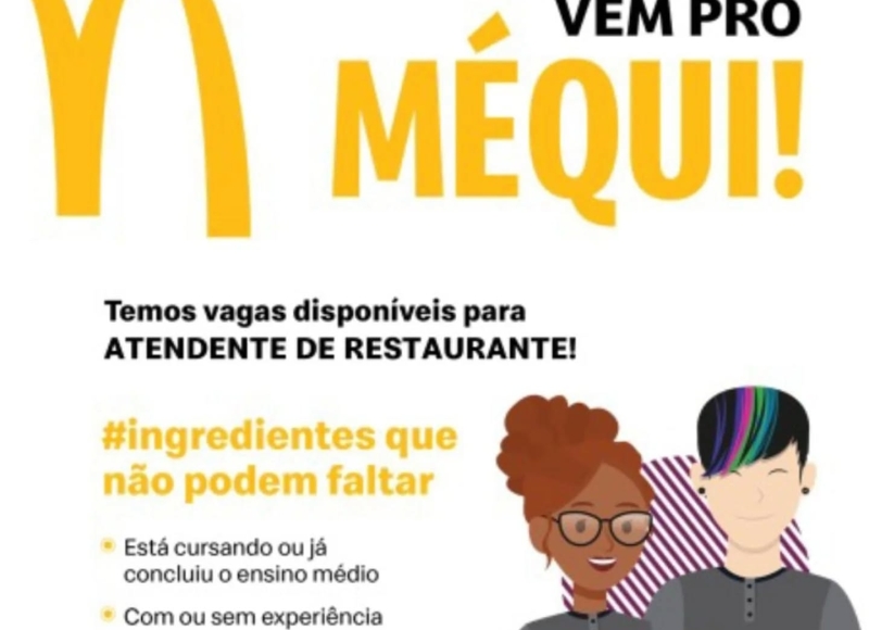 Oportunidade para moradores de Santa Rosa de Viterbo: McDonald’s abre 30 vagas de emprego em Cravinhos