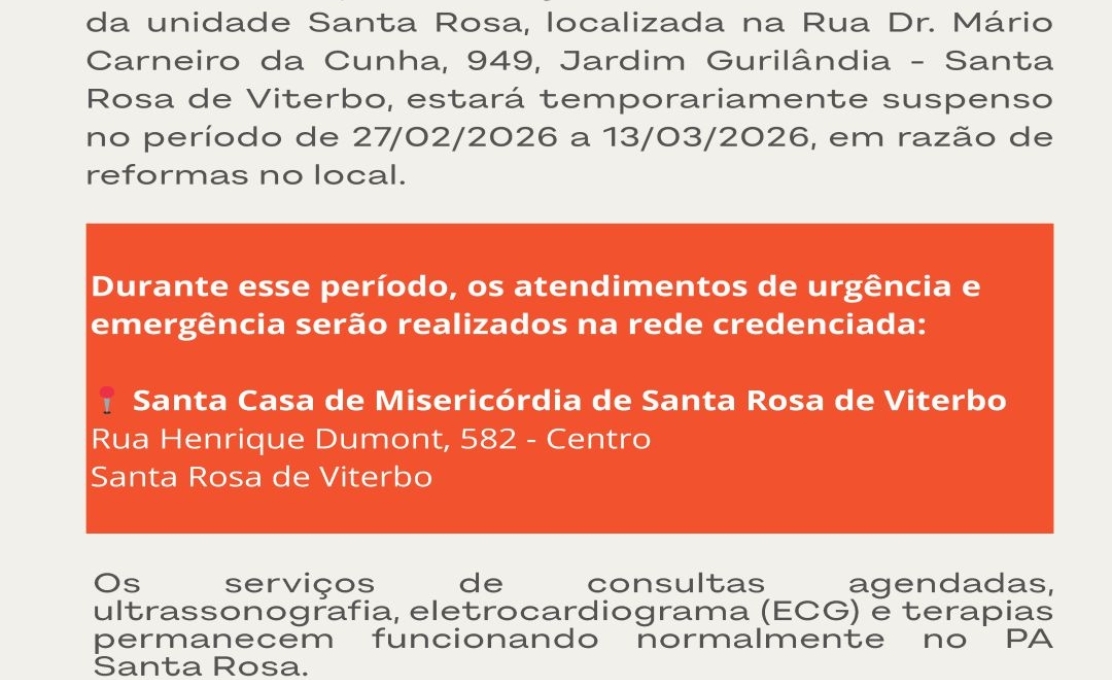 COMUNICADO – PRONTO ATENDIMENTO HAPVIDA