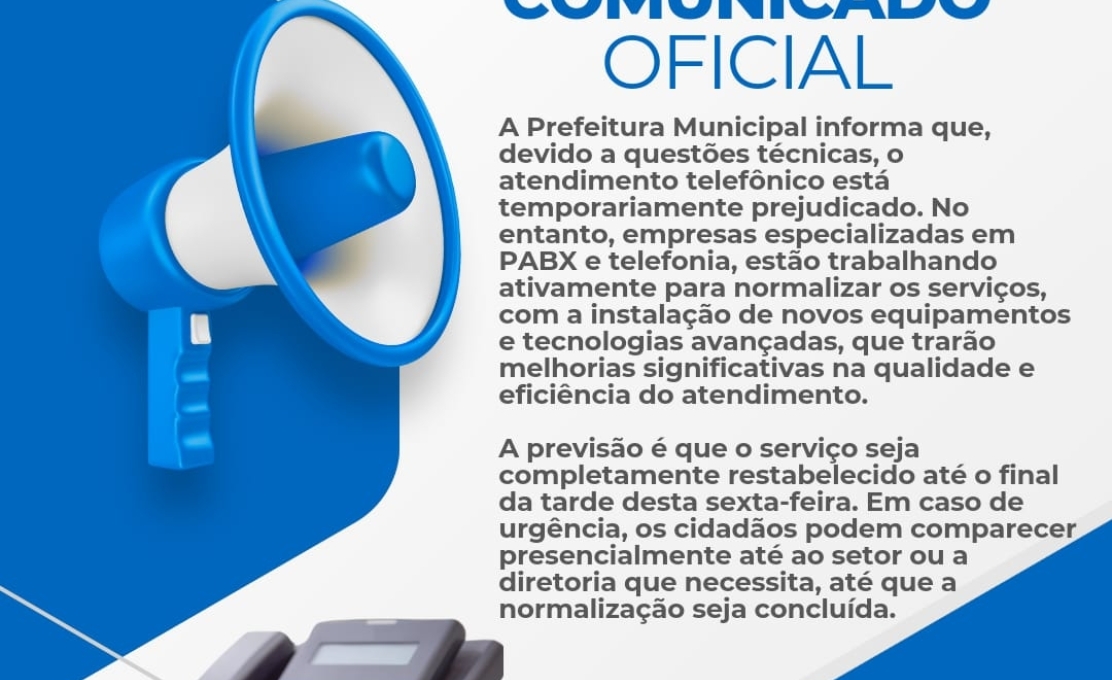 Atendimento telefônico temporariamente prejudicado