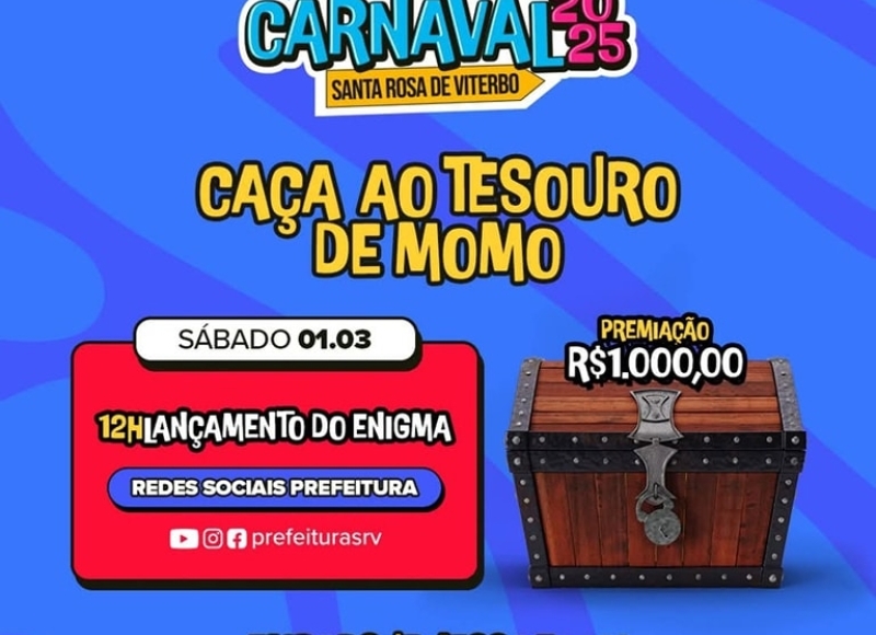 Tá chegando a hora: Amanhã, meio dia em ponto, sai aqui o enigma orientador da 43ª Caça ao Tesouro de Momo