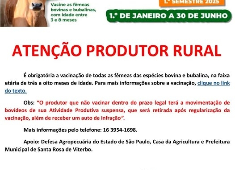 ATENÇÃO PRODUTOR RURAL
