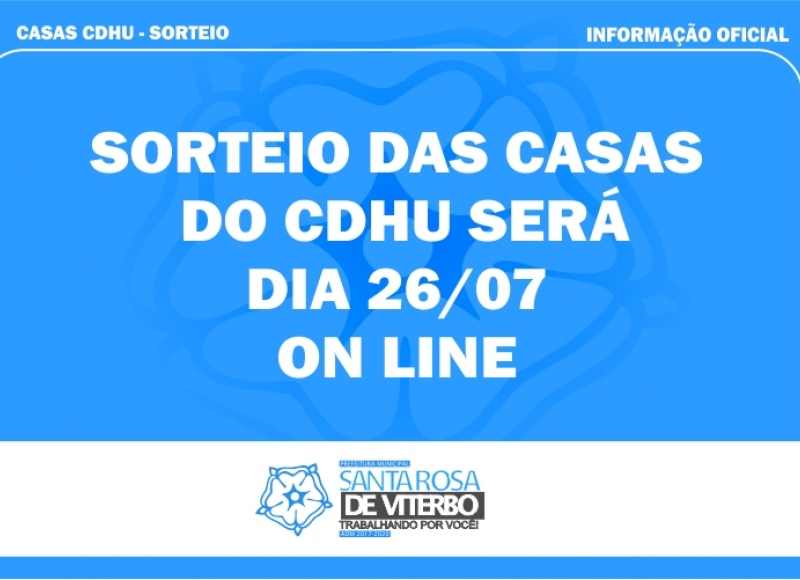 Sorteio Casas CDHU será dia 06-07-2020 ONLINE