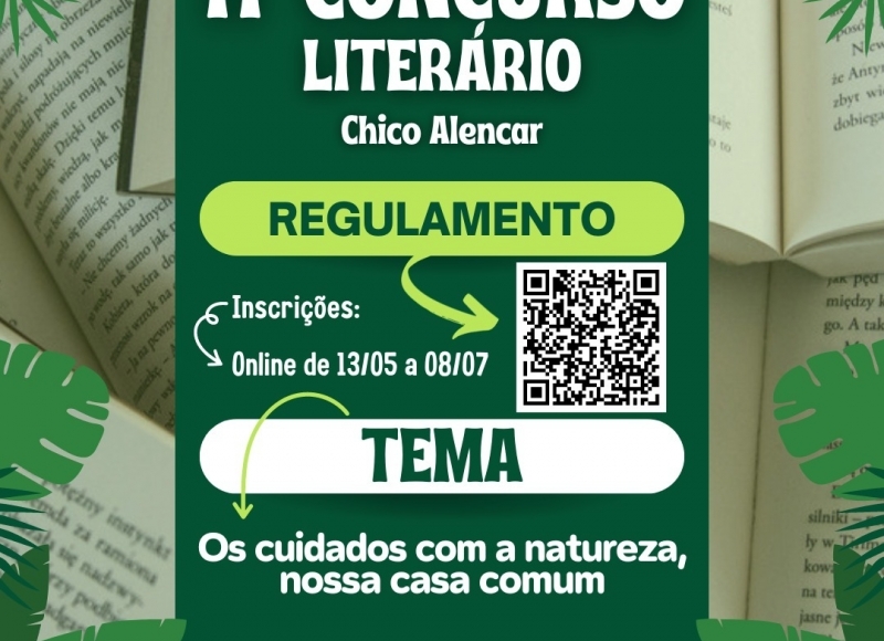 Reta final para inscrições no 11° CONCURSO LITERÁRIO “CHICO ALENCAR”