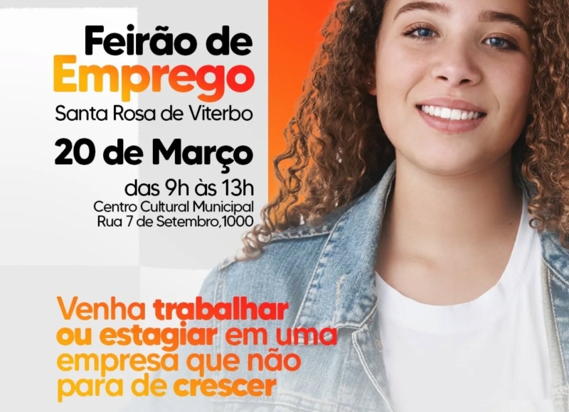 É amanhã! Não perca: Feirão de Emprego em Santa Rosa de Viterbo
