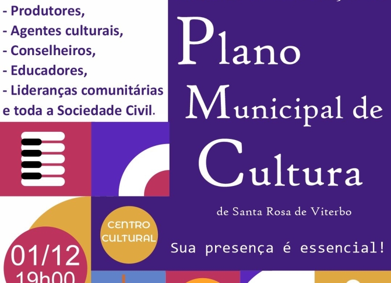 Convocação para reunião sobre o Plano Municipal de Cultura de Santa Rosa de Viterbo